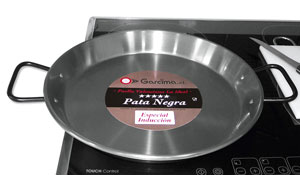 38cm ''Pata Negra'' Polished Steel Flat Bottomed Paella Pan