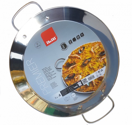 40cm Stainless Steel Paella Pan for Ceramic, Induction hobs & AGA's