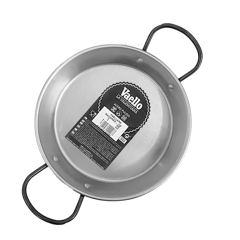 22cm Polished Steel Tapas Paella Pan