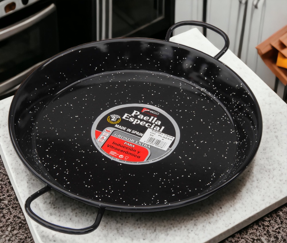 30cm Enamelled Steel Paella Pan for Ceramic, Induction & AGA hobs