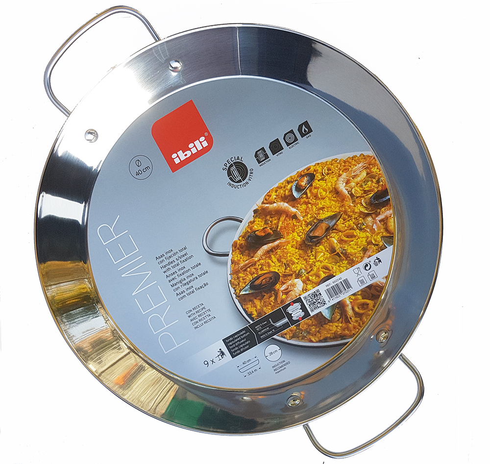 The Paella Company 36cm Sandwich Base Stainless Steel Paella Pan