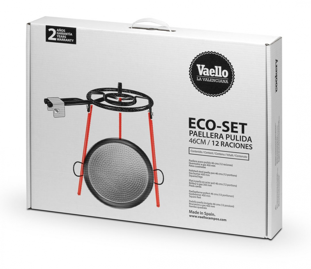 The Paella Company Paella Starter Set, 46cm Polished Steel Paella Pan